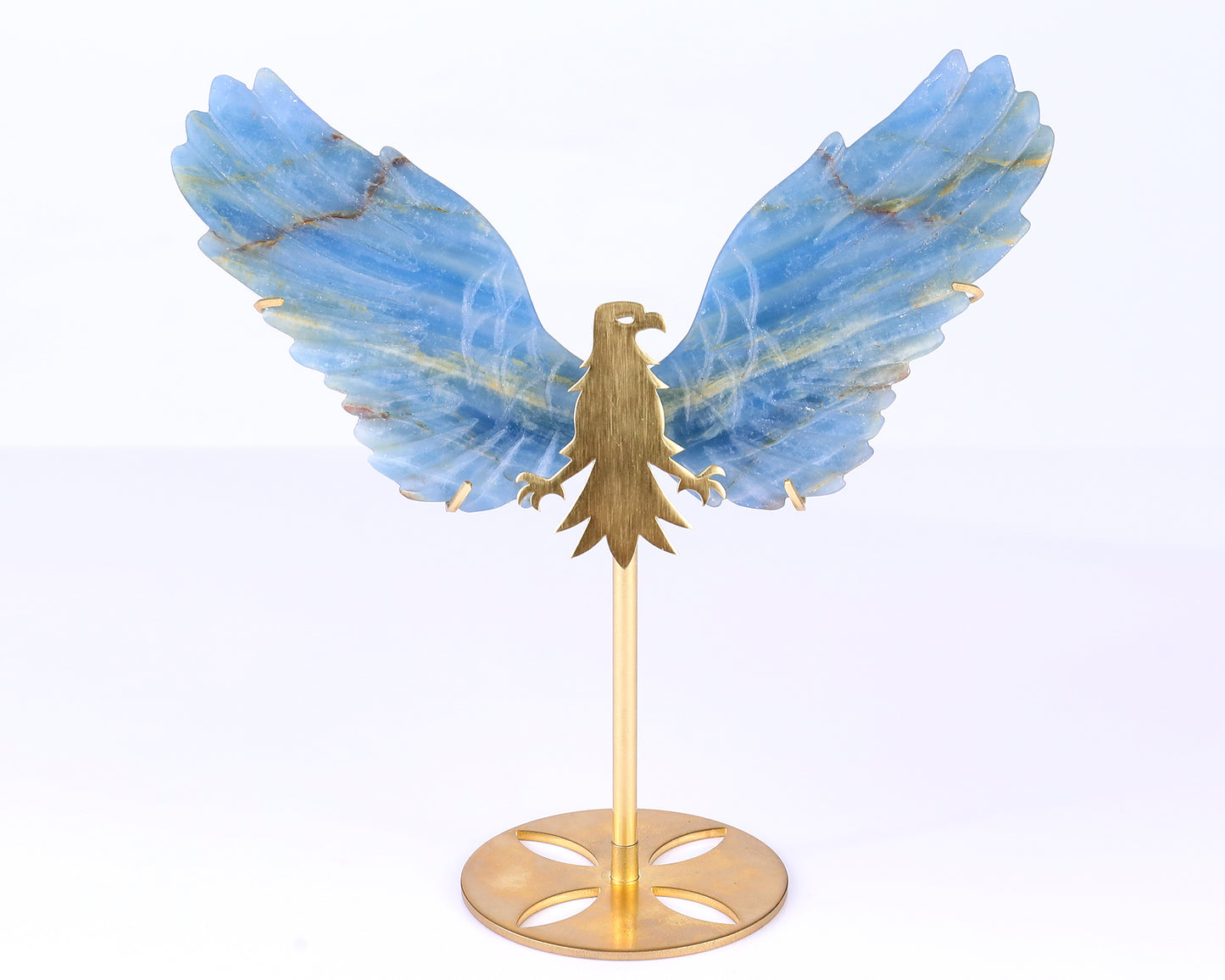 5.1" Blue Onyx Hand Carved Crystal Eagle Wings Sculpture Crystallumi