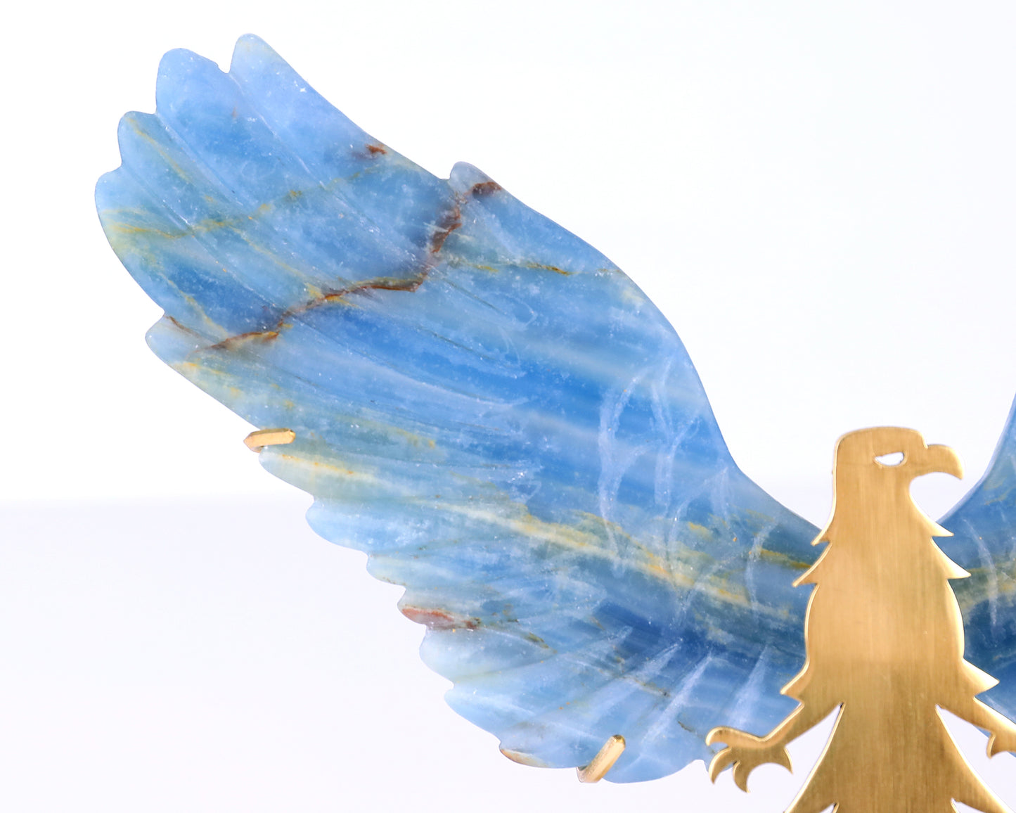 5.1" Blue Onyx Hand Carved Crystal Eagle Wings Sculpture Crystallumi