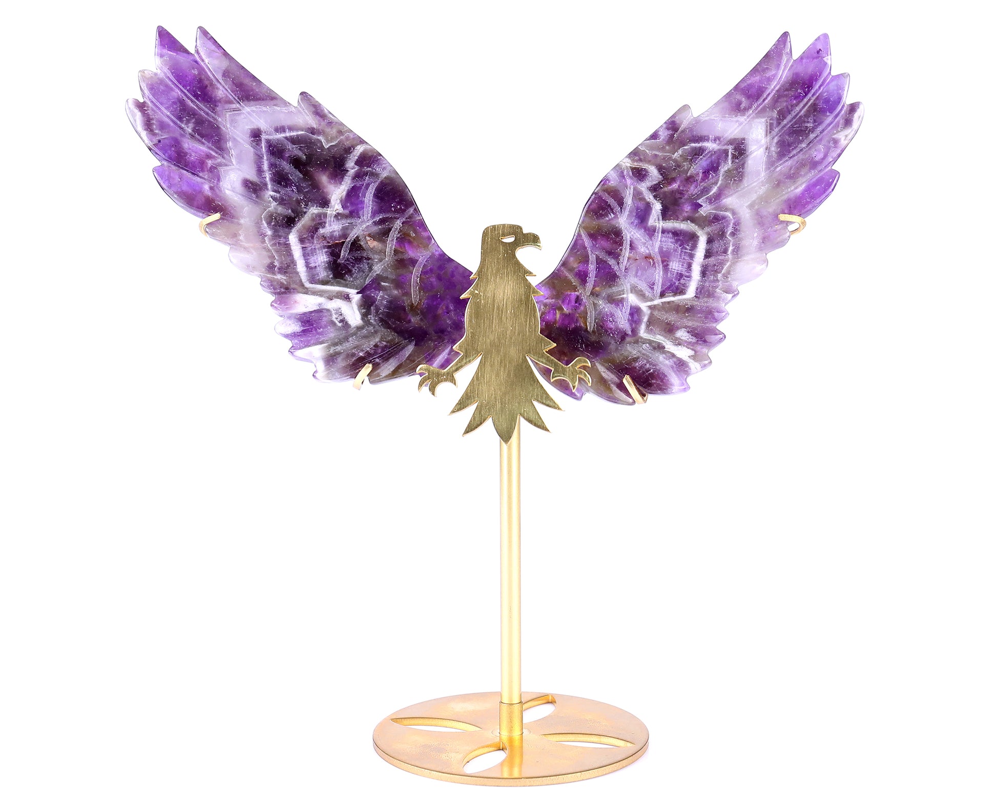 5.1" Dream Amethyst Hand Carved Crystal Eagle Wings Sculpture Crystallumi