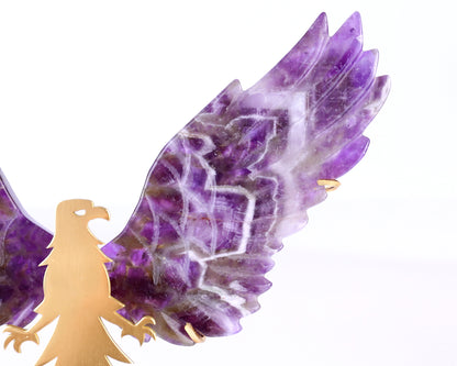 5.1" Dream Amethyst Hand Carved Crystal Eagle Wings Sculpture Crystallumi