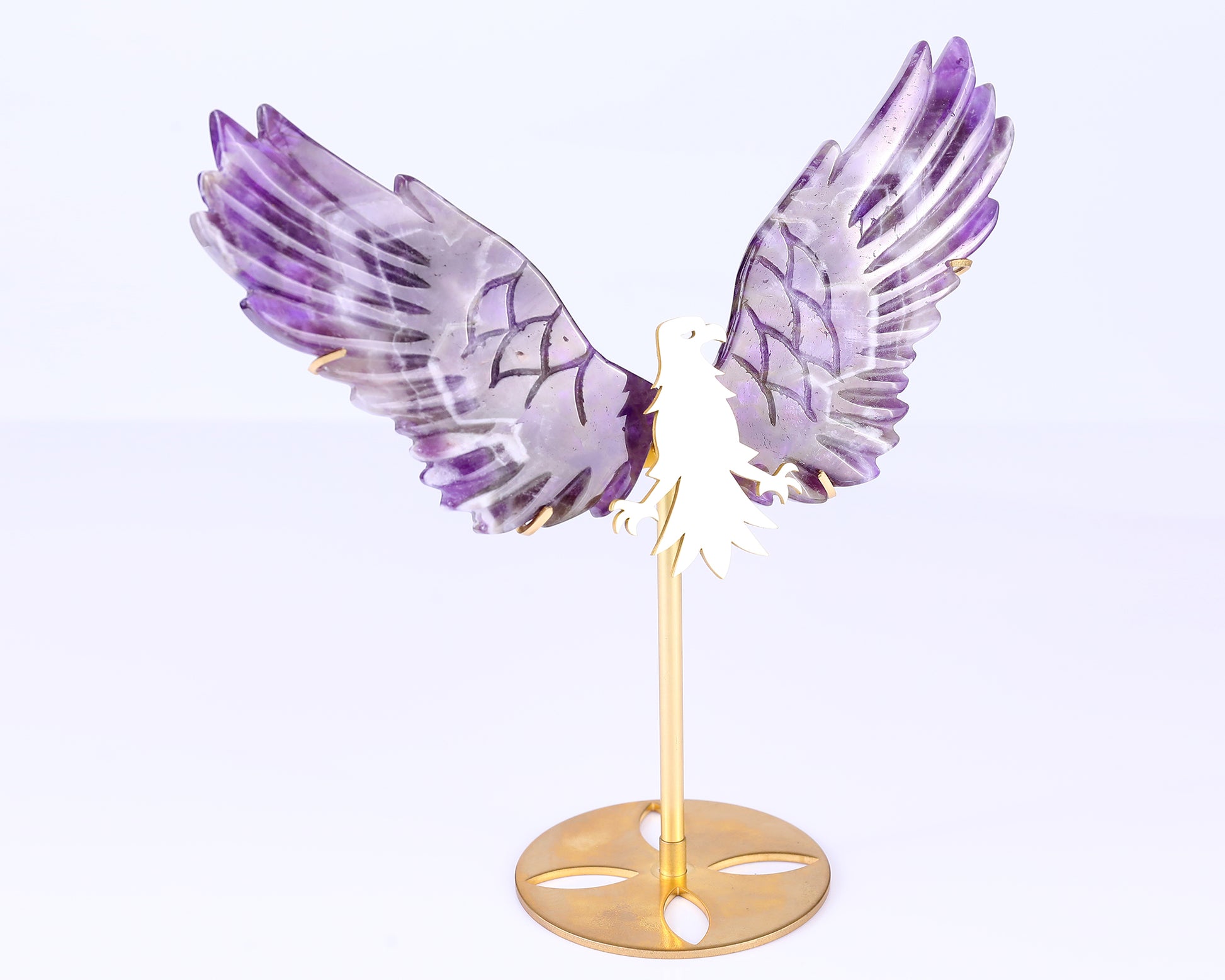 5.1" Dream Amethyst Hand Carved Crystal Eagle Wings Sculpture Crystallumi