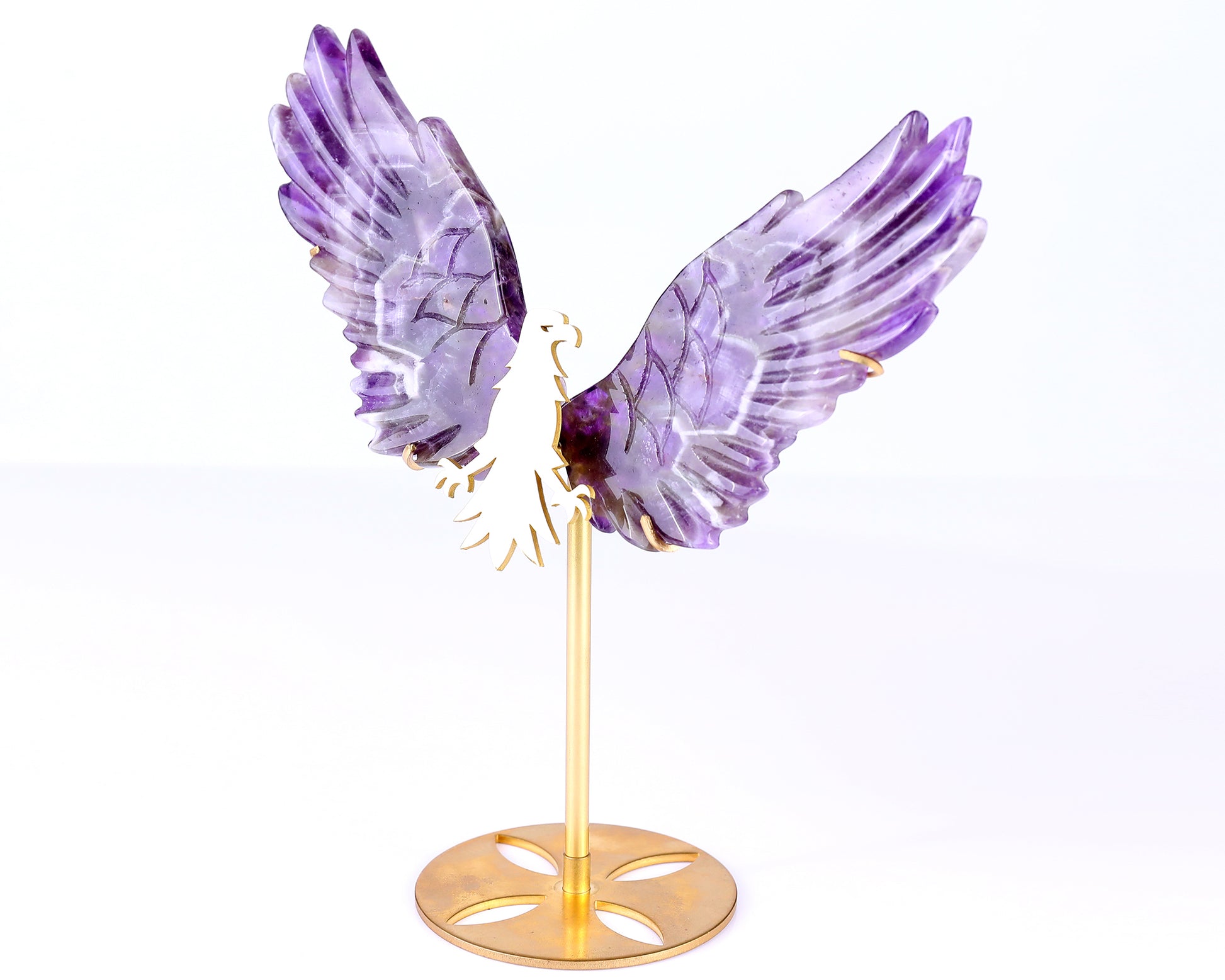 5.1" Dream Amethyst Hand Carved Crystal Eagle Wings Sculpture Crystallumi