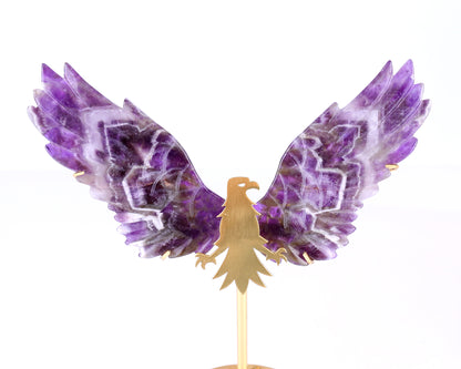 5.1" Dream Amethyst Hand Carved Crystal Eagle Wings Sculpture Crystallumi