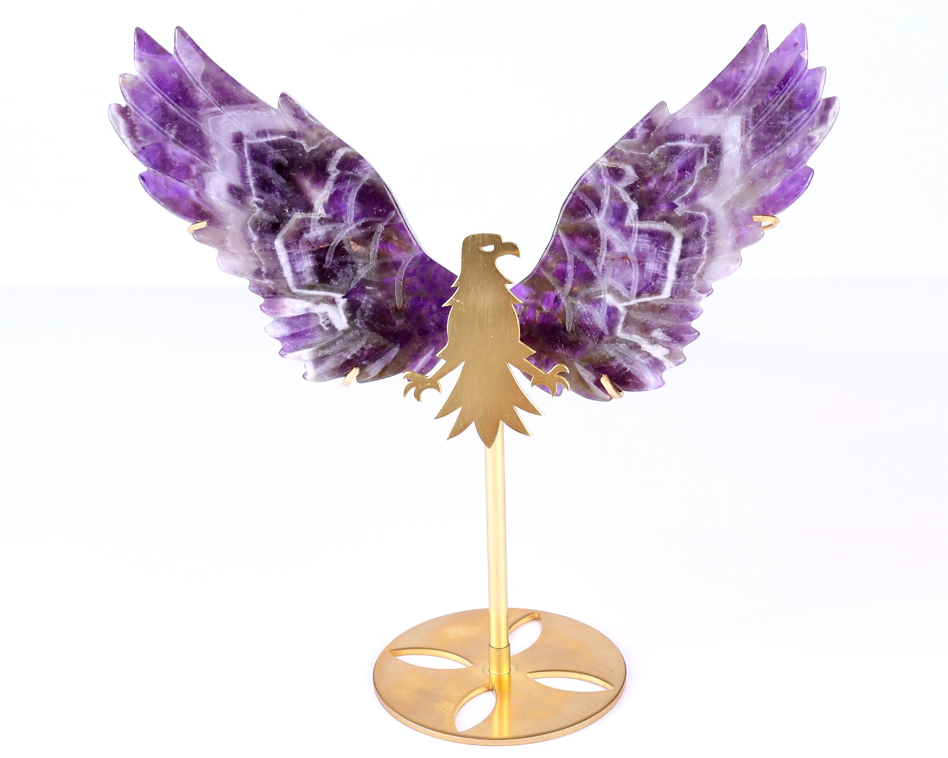 5.1" Dream Amethyst Hand Carved Crystal Eagle Wings Sculpture Crystallumi