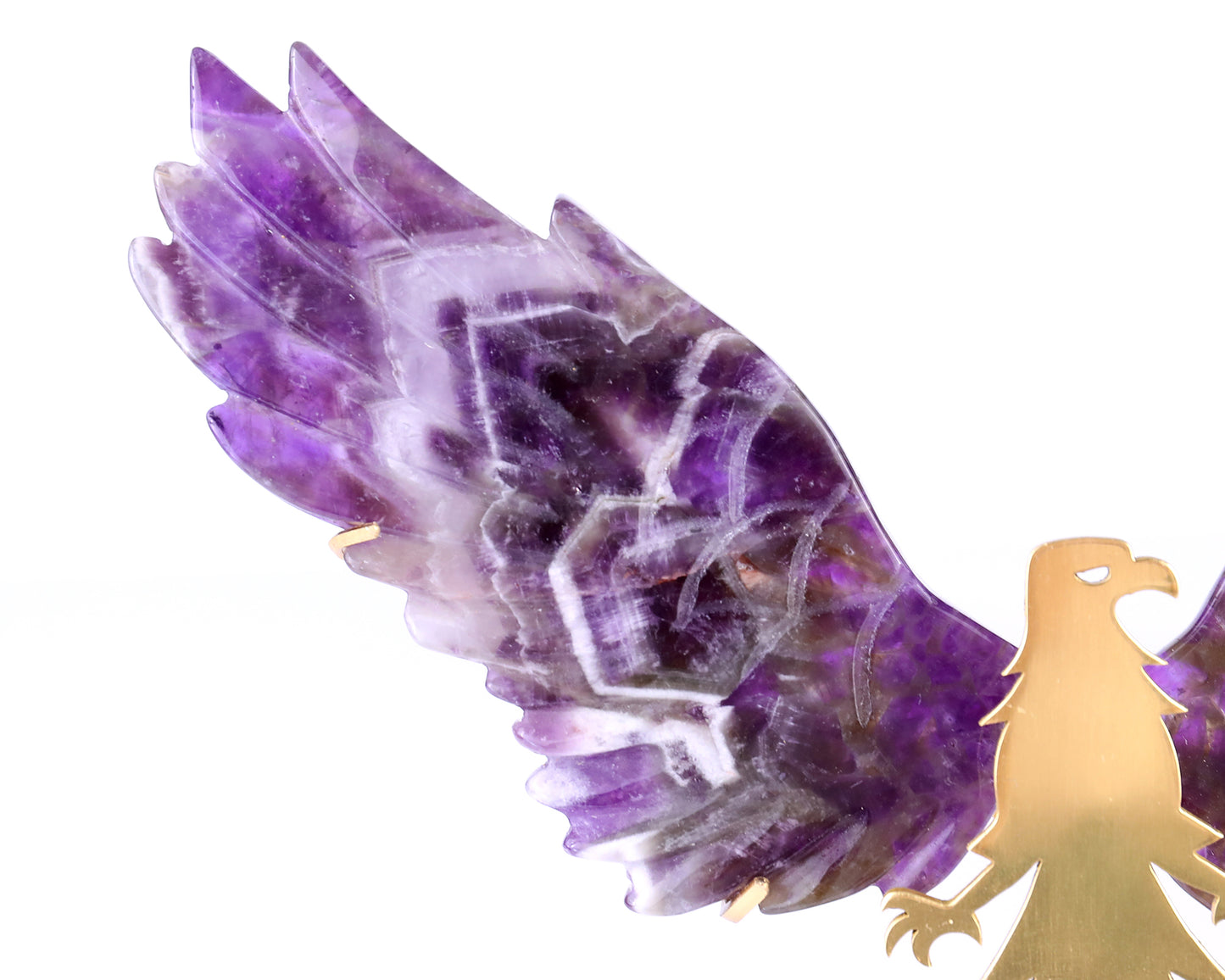 5.1" Dream Amethyst Hand Carved Crystal Eagle Wings Sculpture Crystallumi