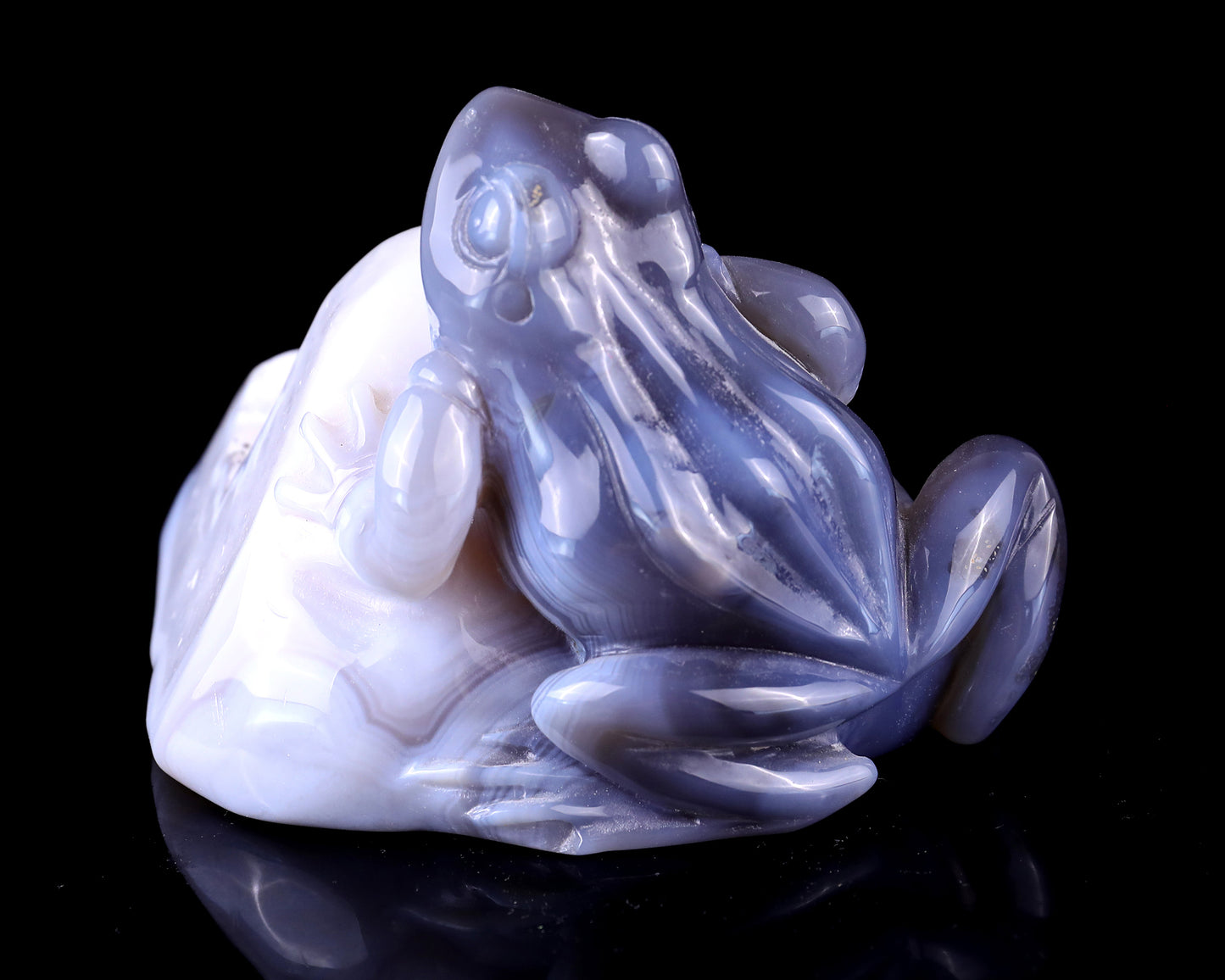 5.1" Geode Agate Hand Carved Crystal Frog Sculpture Crystallumi