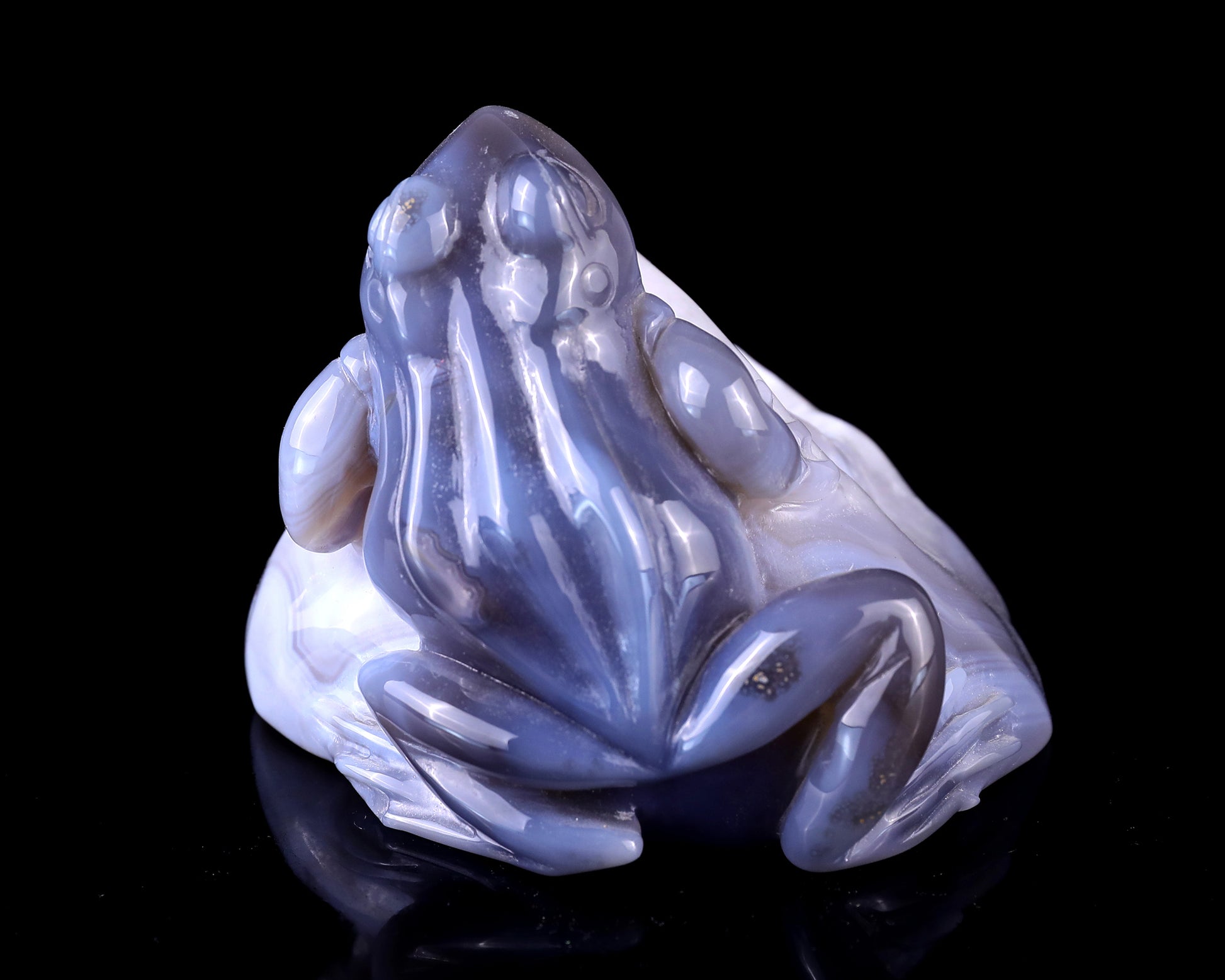 5.1" Geode Agate Hand Carved Crystal Frog Sculpture Crystallumi