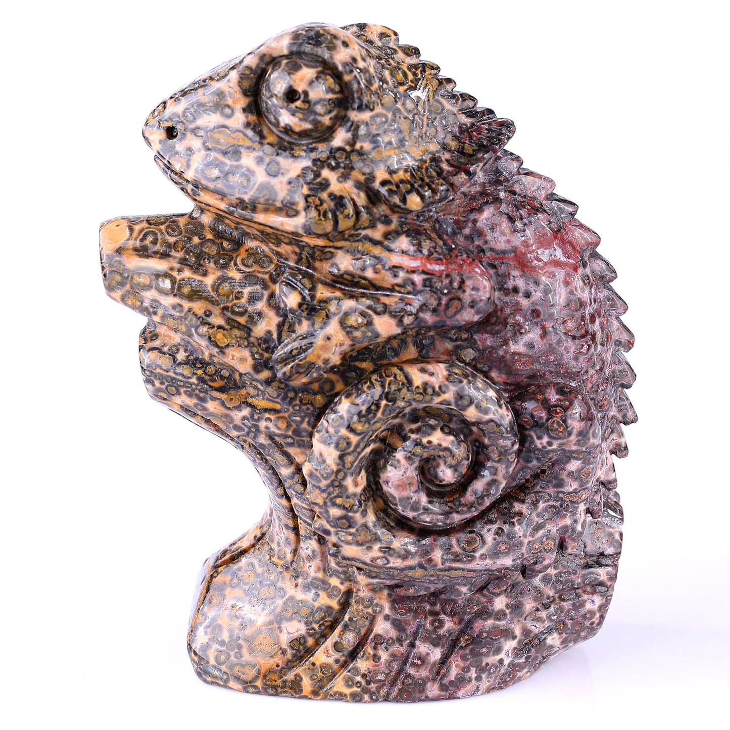 5.1" Leopard Skin Jasper Hand Carved Crystal Lizard Sculpture Crystallumi