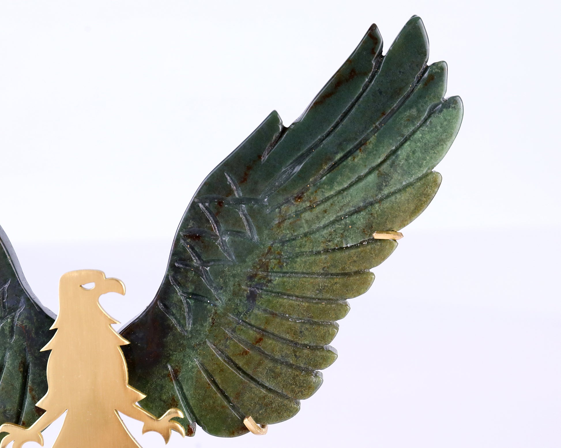 5.1" Moss Agate Hand Carved Crystal Eagle Wings Sculpture Crystallumi