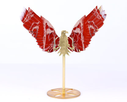 5.1" Red Jasper Hand Carved Crystal Eagle Wings Sculpture Crystallumi