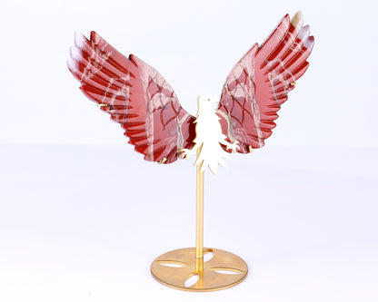 5.1" Red Jasper Hand Carved Crystal Eagle Wings Sculpture Crystallumi