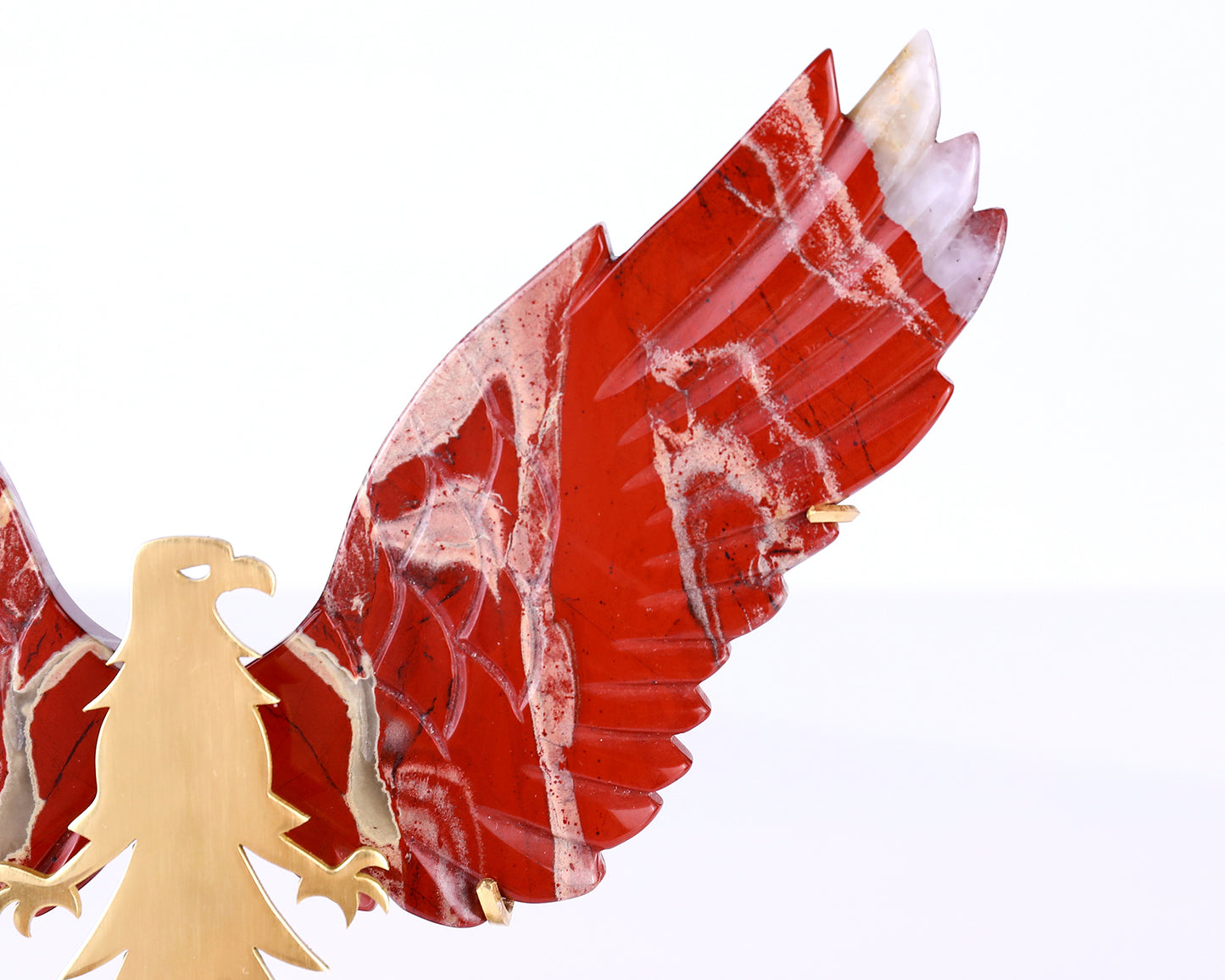 5.1" Red Jasper Hand Carved Crystal Eagle Wings Sculpture Crystallumi