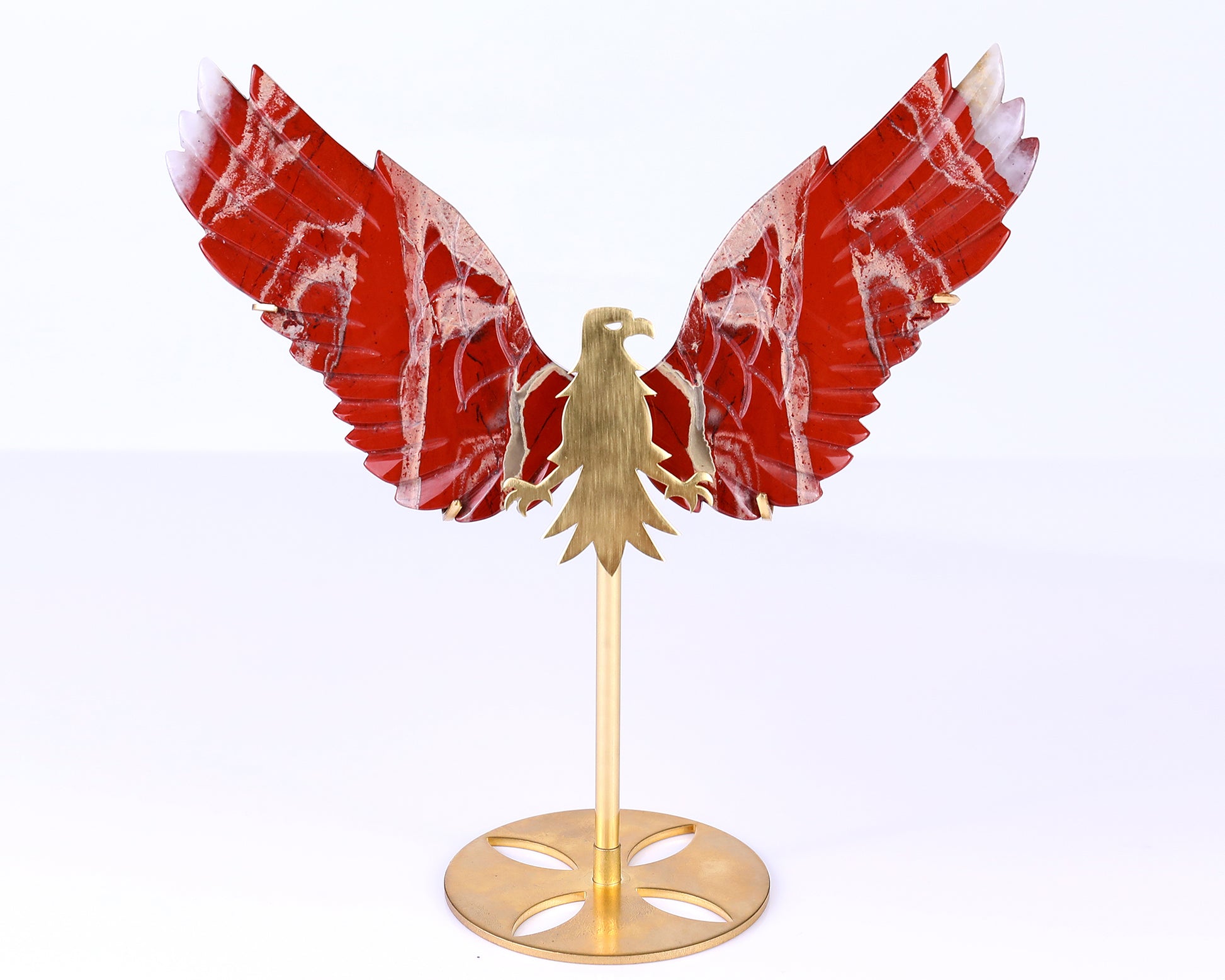 5.1" Red Jasper Hand Carved Crystal Eagle Wings Sculpture Crystallumi