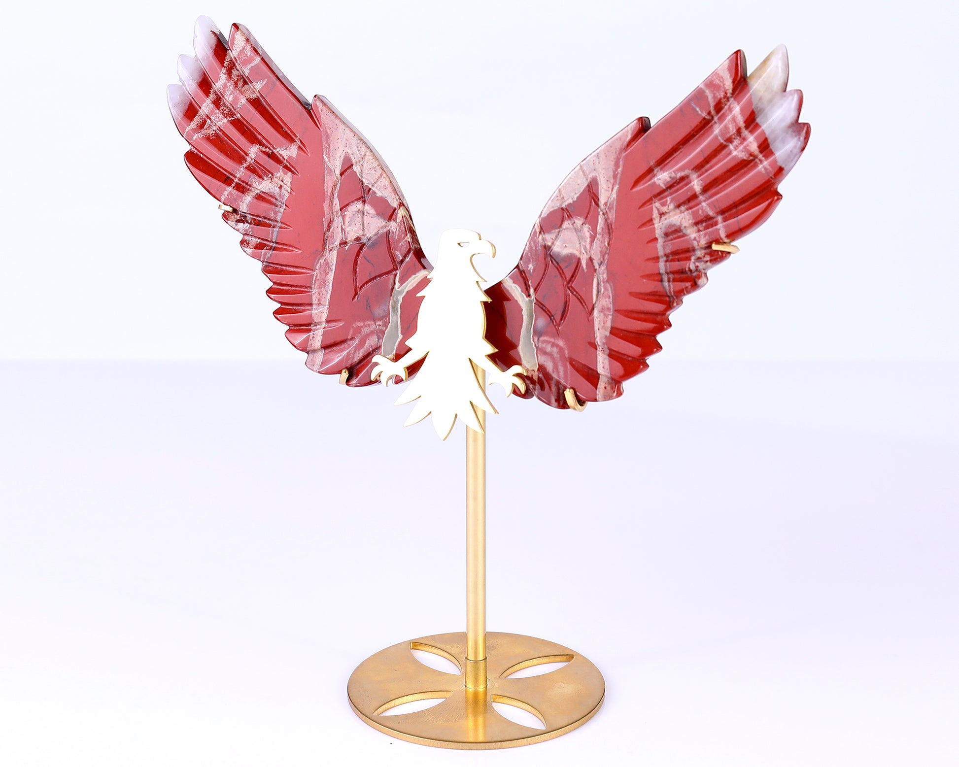 5.1" Red Jasper Hand Carved Crystal Eagle Wings Sculpture Crystallumi