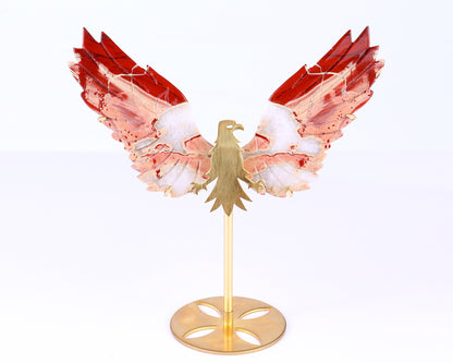 5.1" Red Jasper Hand Carved Crystal Eagle Wings Sculpture Crystallumi