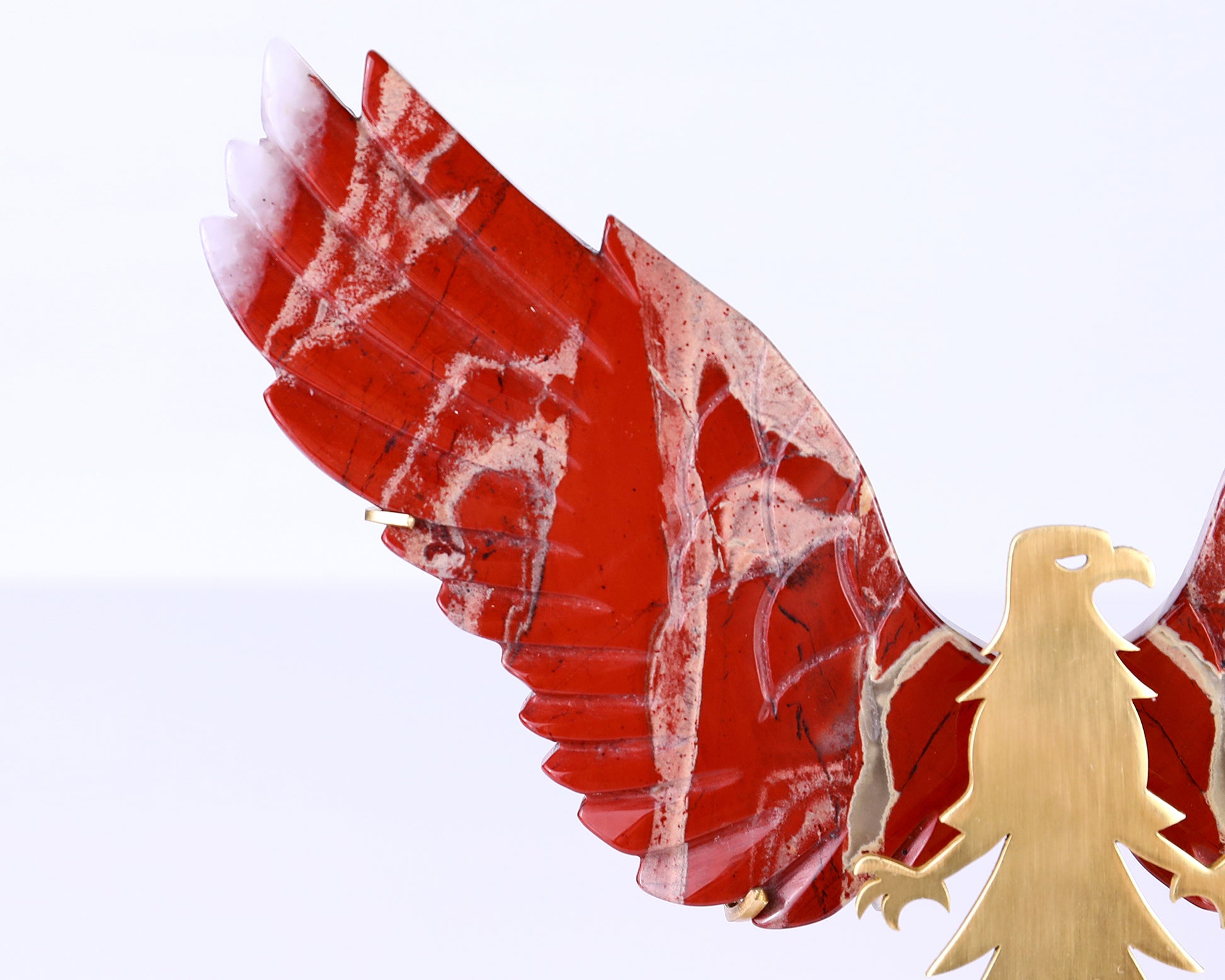 5.1" Red Jasper Hand Carved Crystal Eagle Wings Sculpture Crystallumi