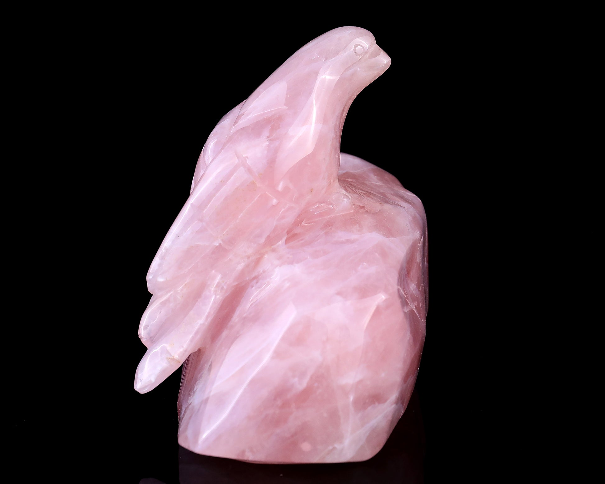 5.1" Rose Quartz Hand Carved Crystal Bird Sculpture Crystallumi