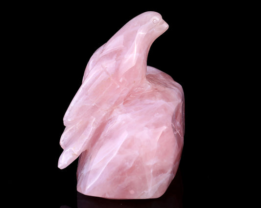 5.1" Rose Quartz Hand Carved Crystal Bird Sculpture Crystallumi