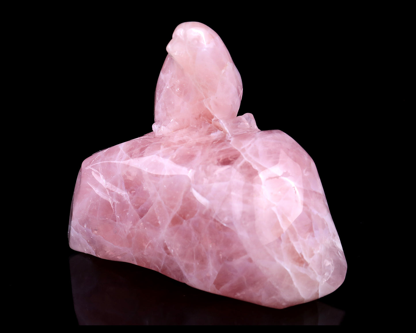 5.1" Rose Quartz Hand Carved Crystal Bird Sculpture Crystallumi