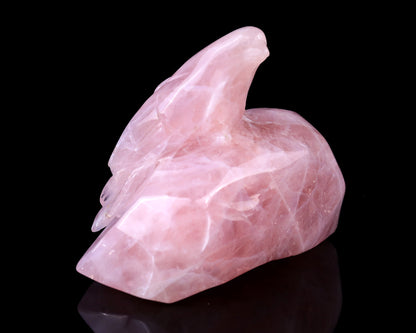 5.1" Rose Quartz Hand Carved Crystal Bird Sculpture Crystallumi