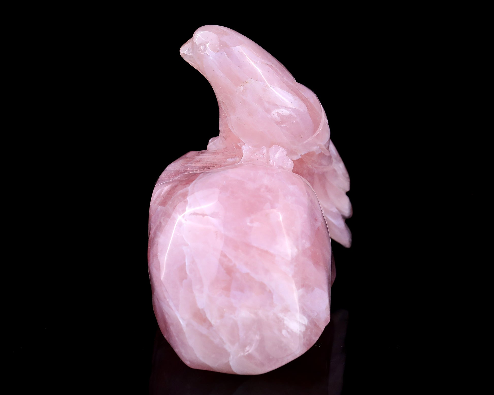 5.1" Rose Quartz Hand Carved Crystal Bird Sculpture Crystallumi