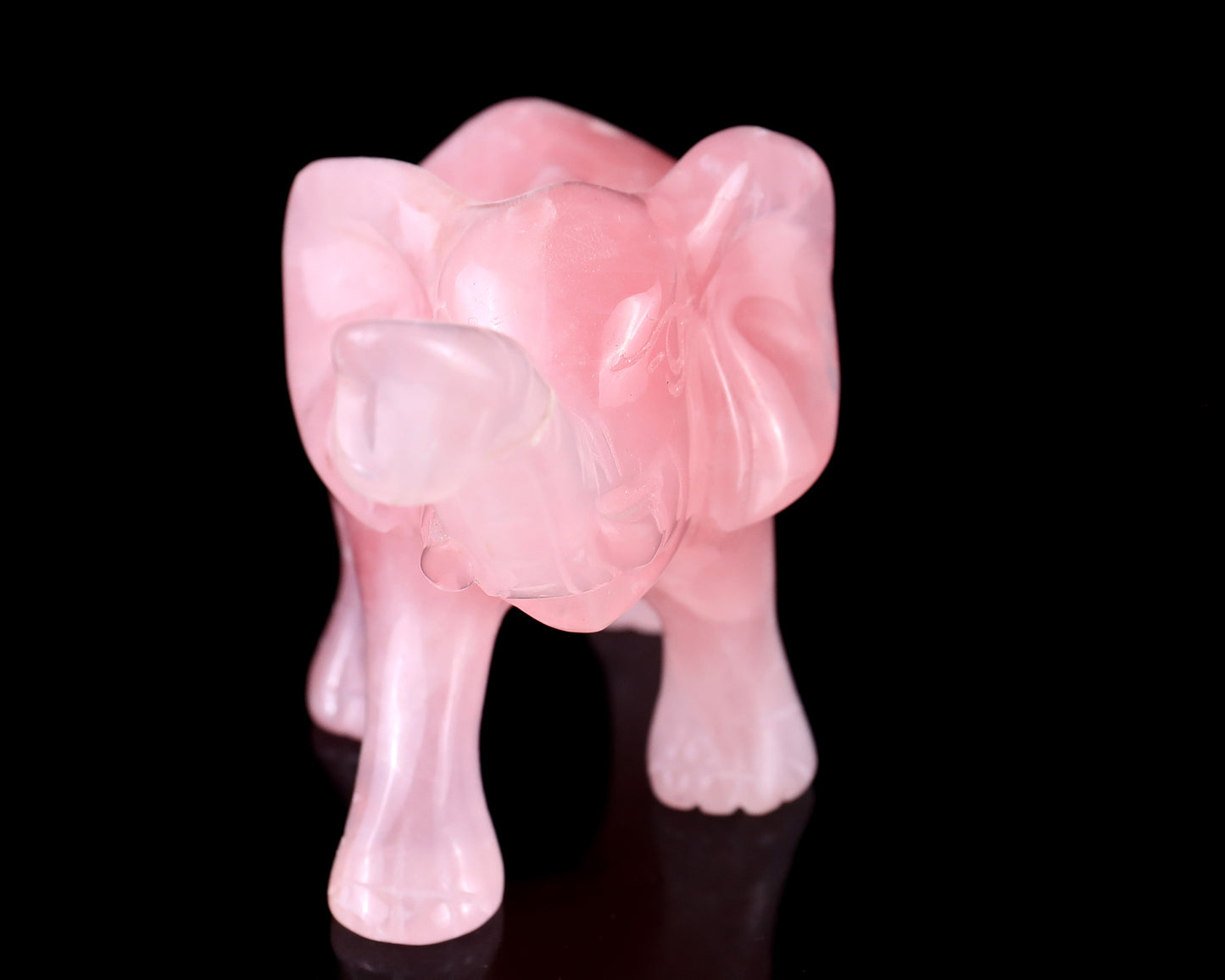 5.1" Rose Quartz Hand Carved Crystal Elephant Sculpture Crystallumi