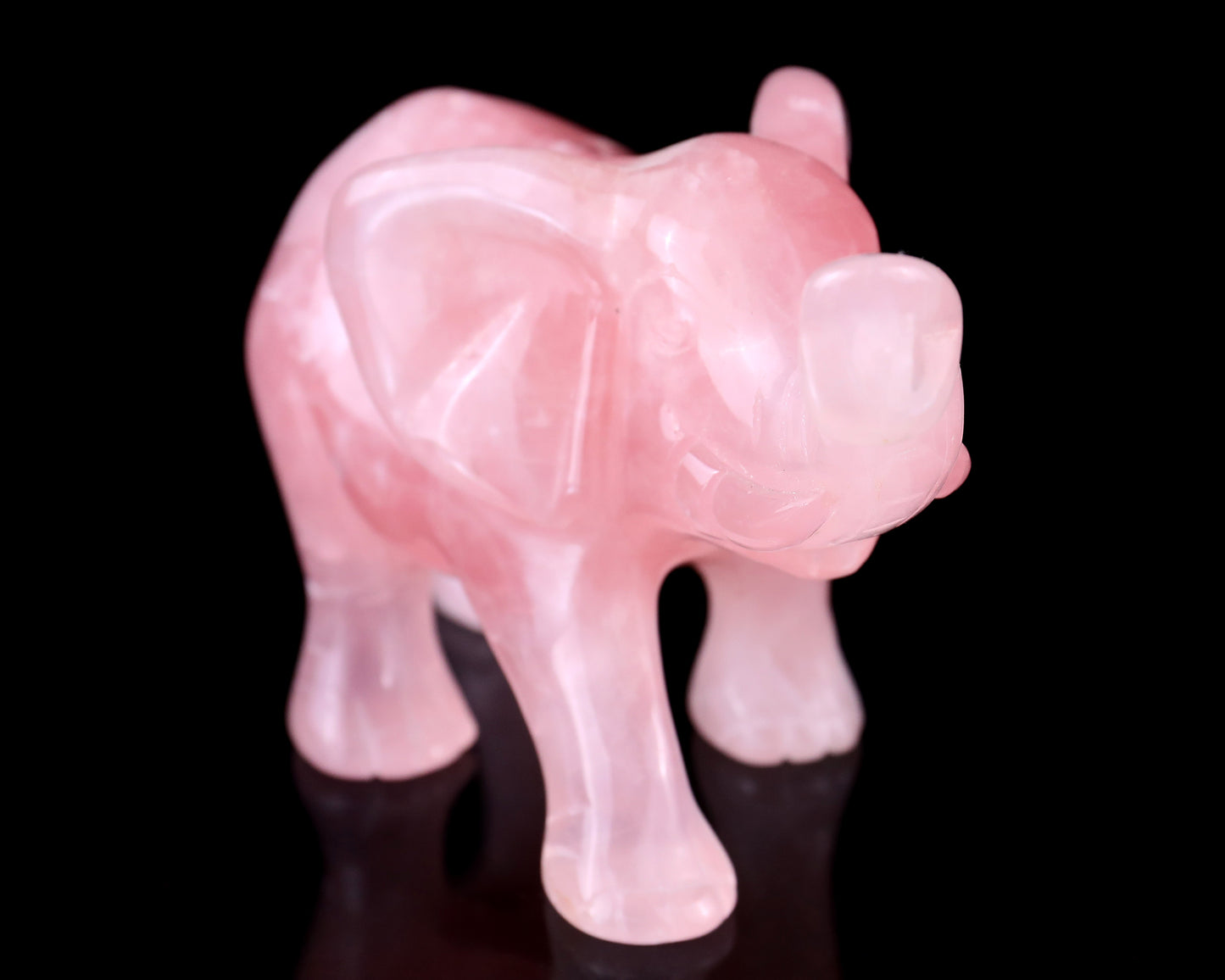 5.1" Rose Quartz Hand Carved Crystal Elephant Sculpture Crystallumi