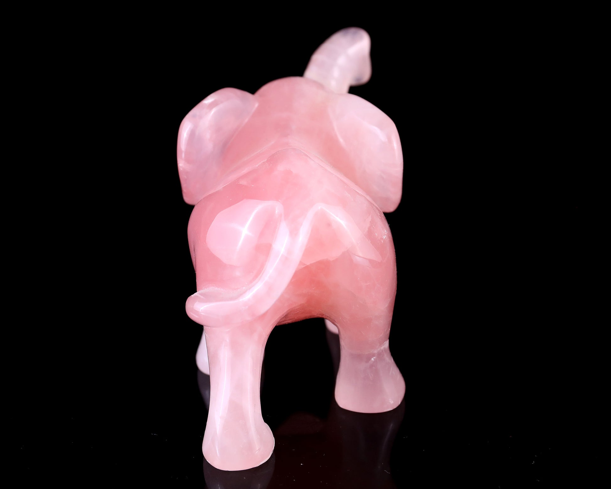 5.1" Rose Quartz Hand Carved Crystal Elephant Sculpture Crystallumi