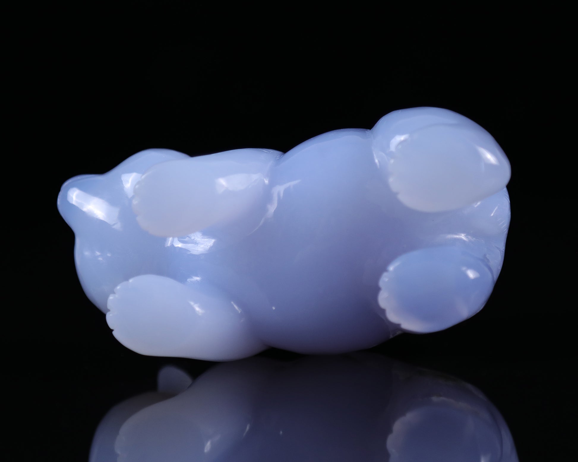 5.2" Blue Chalcedony Hand Carved Crystal Panda Sculpture Crystallumi