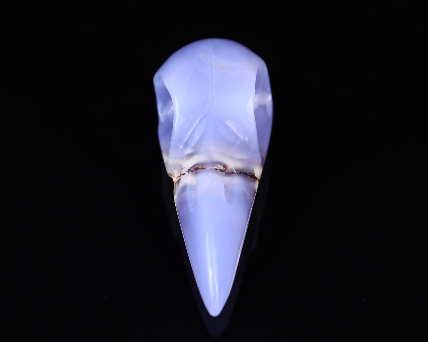 5.2" Blue Chalcedony Hand Carved Crystal Raven Skull Sculpture Crystallumi