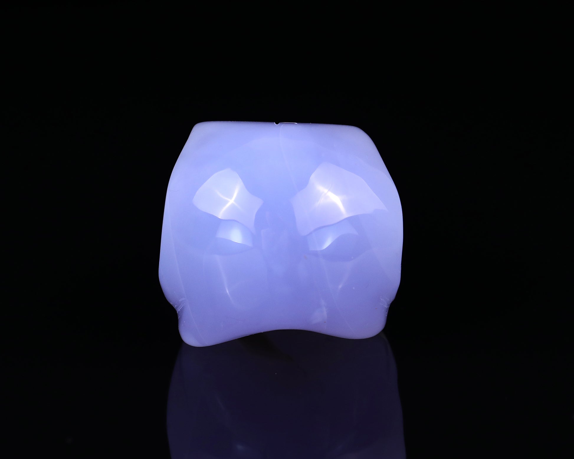 5.2" Blue Chalcedony Hand Carved Crystal Raven Skull Sculpture Crystallumi