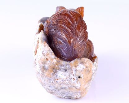 5.2" Chalcedony Hand Carved Crystal Squirrel Sculpture Crystallumi