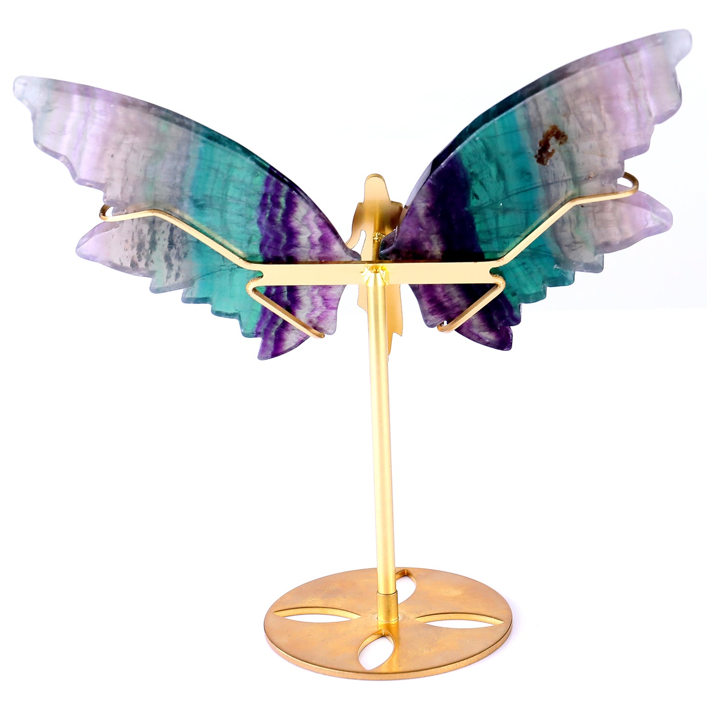 5.2" Fluorite Hand Carved Crystal Spirit Wings Sculpture Crystallumi