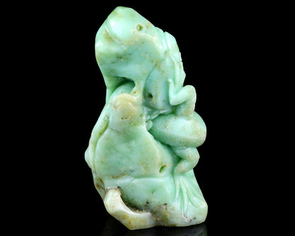 5.2" Green Opal Hand Carved Crystal Lizard Sculpture Crystallumi