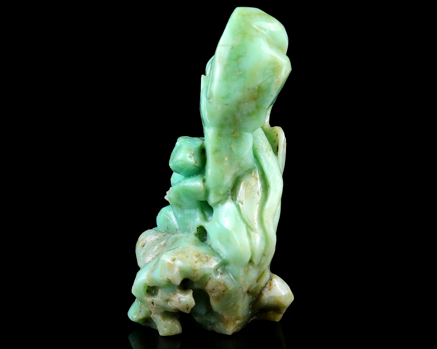 5.2" Green Opal Hand Carved Crystal Lizard Sculpture Crystallumi