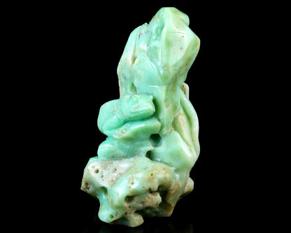 5.2" Green Opal Hand Carved Crystal Lizard Sculpture Crystallumi