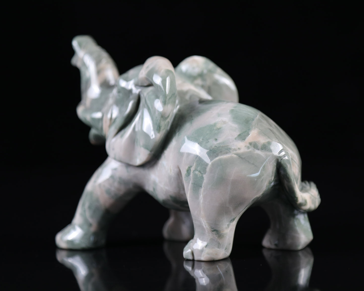 5.2" Jiulong Jade Hand Carved Crystal Elephant Sculpture Crystallumi