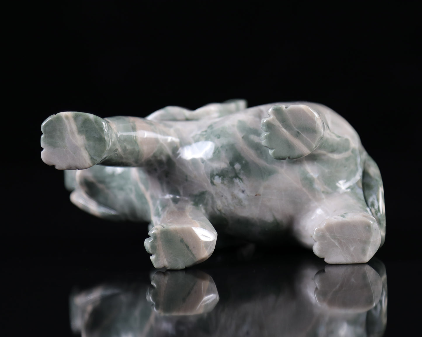 5.2" Jiulong Jade Hand Carved Crystal Elephant Sculpture Crystallumi