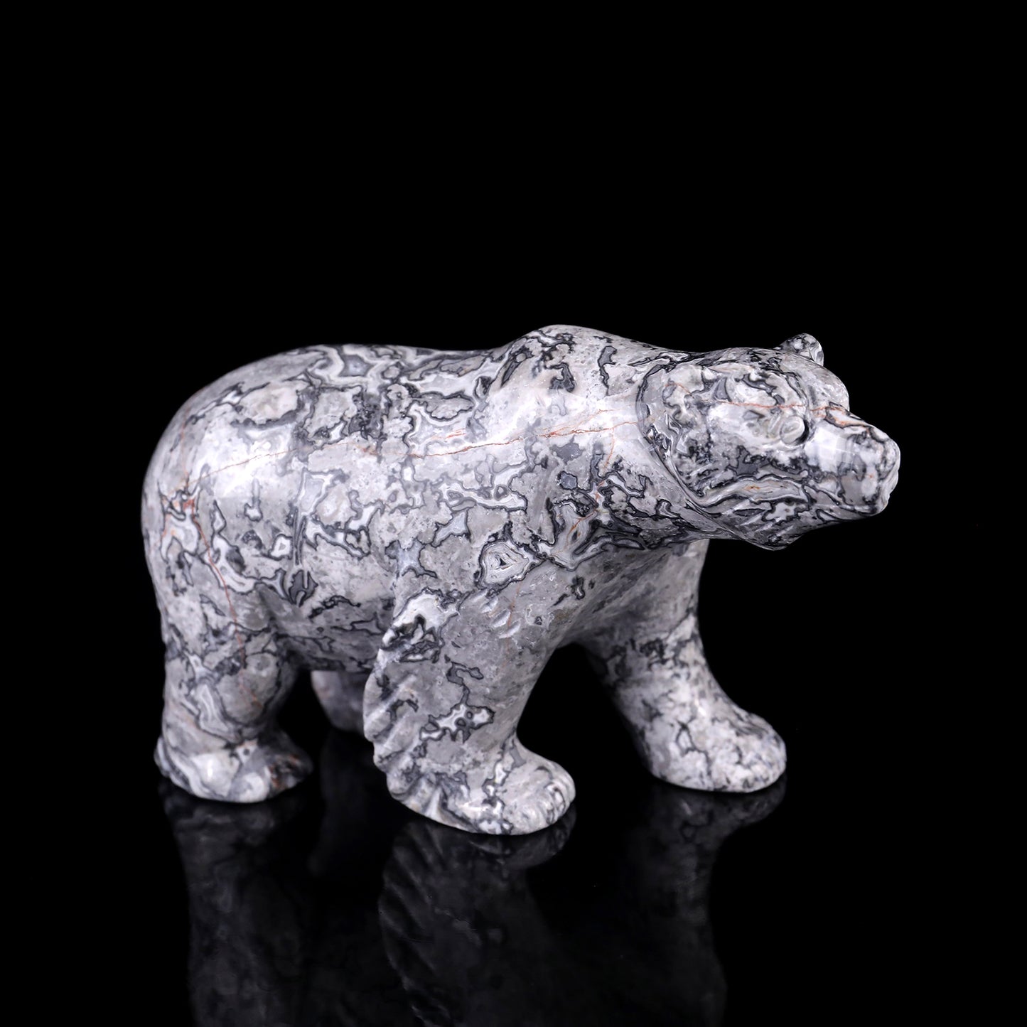 5.2" Map Jasper Hand Carved Crystal Polar Bear Sculpture Crystallumi