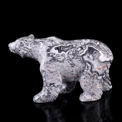 5.2" Map Jasper Hand Carved Crystal Polar Bear Sculpture Crystallumi