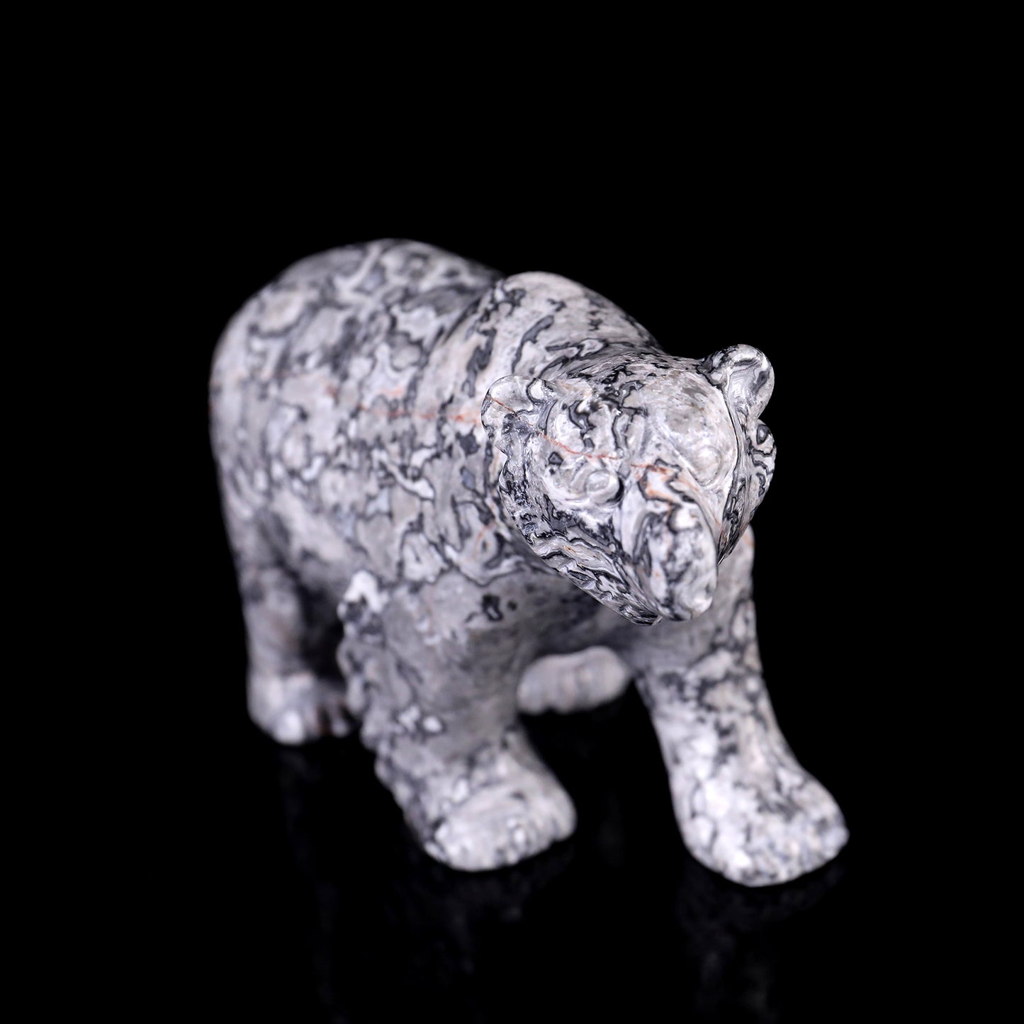 5.2" Map Jasper Hand Carved Crystal Polar Bear Sculpture Crystallumi