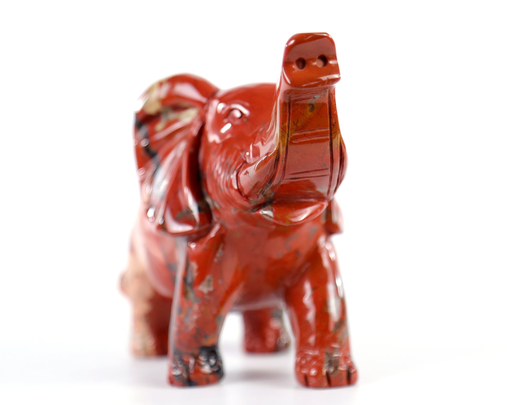 5.2" Red Jasper Hand Carved Crystal Elephant Sculpture Crystallumi