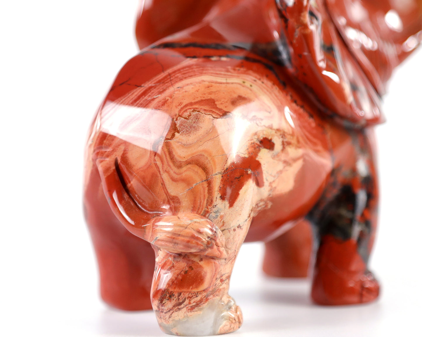 5.2" Red Jasper Hand Carved Crystal Elephant Sculpture Crystallumi