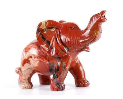 5.2" Red Jasper Hand Carved Crystal Elephant Sculpture Crystallumi