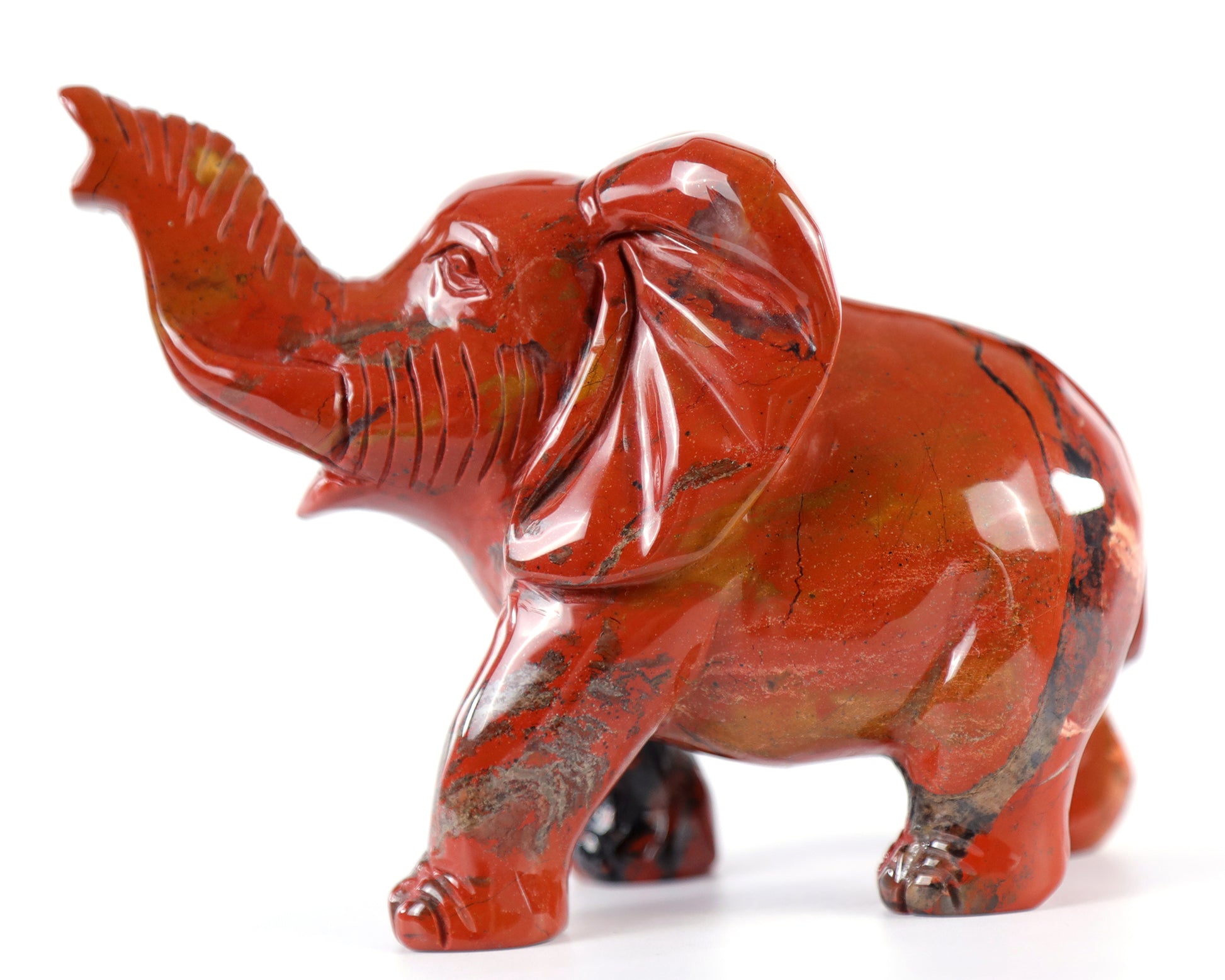 5.2" Red Jasper Hand Carved Crystal Elephant Sculpture Crystallumi