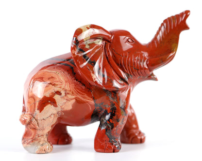 5.2" Red Jasper Hand Carved Crystal Elephant Sculpture Crystallumi