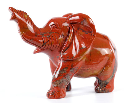 5.2" Red Jasper Hand Carved Crystal Elephant Sculpture Crystallumi