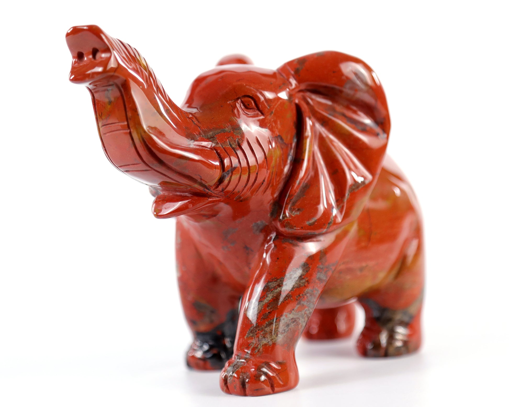 5.2" Red Jasper Hand Carved Crystal Elephant Sculpture Crystallumi