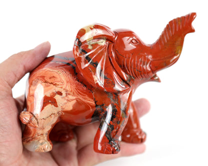 5.2" Red Jasper Hand Carved Crystal Elephant Sculpture Crystallumi