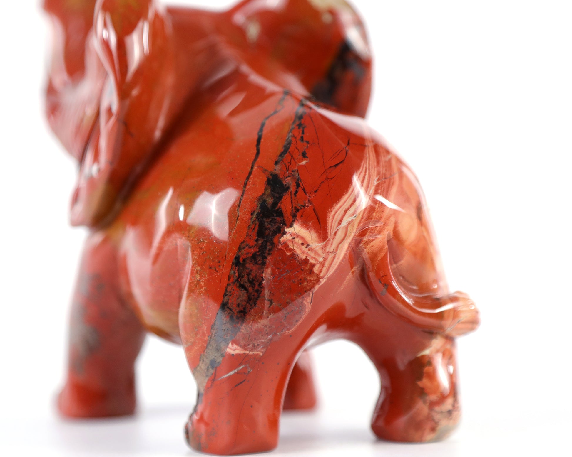 5.2" Red Jasper Hand Carved Crystal Elephant Sculpture Crystallumi